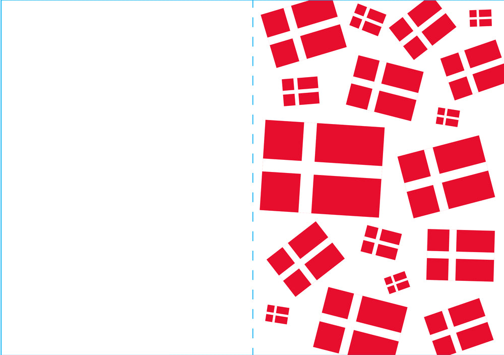 Kort 4/4 m/konvolutter flag/jordbær