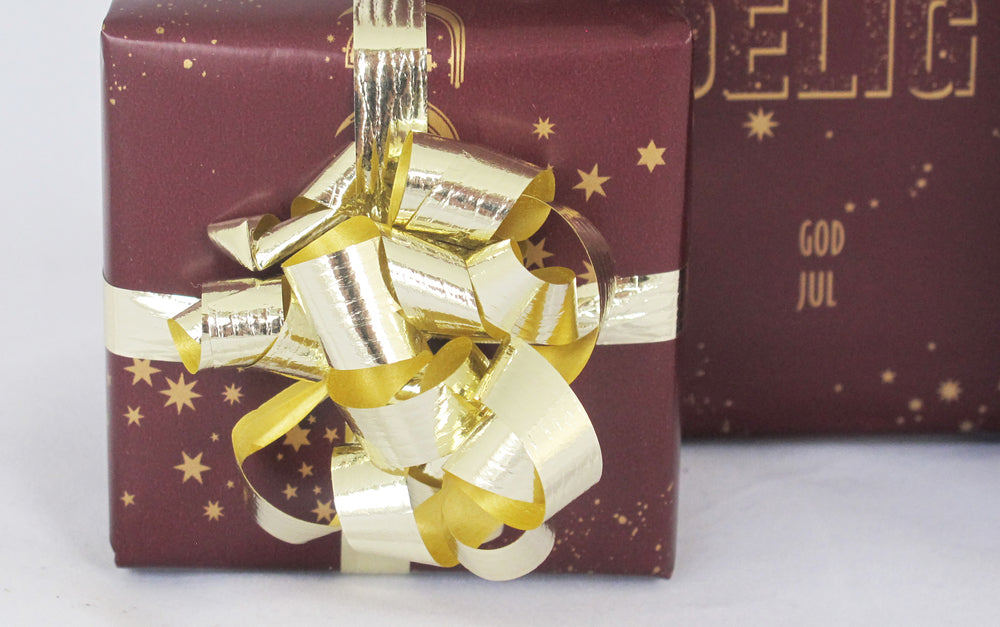 GAVEPAPIR BORDEAUX MED GULD METALLIC GOD JUL 3 M