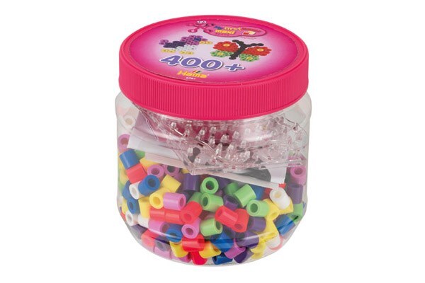 D1 Hama maxi perler 400 perler + 2 plader i pink dåse