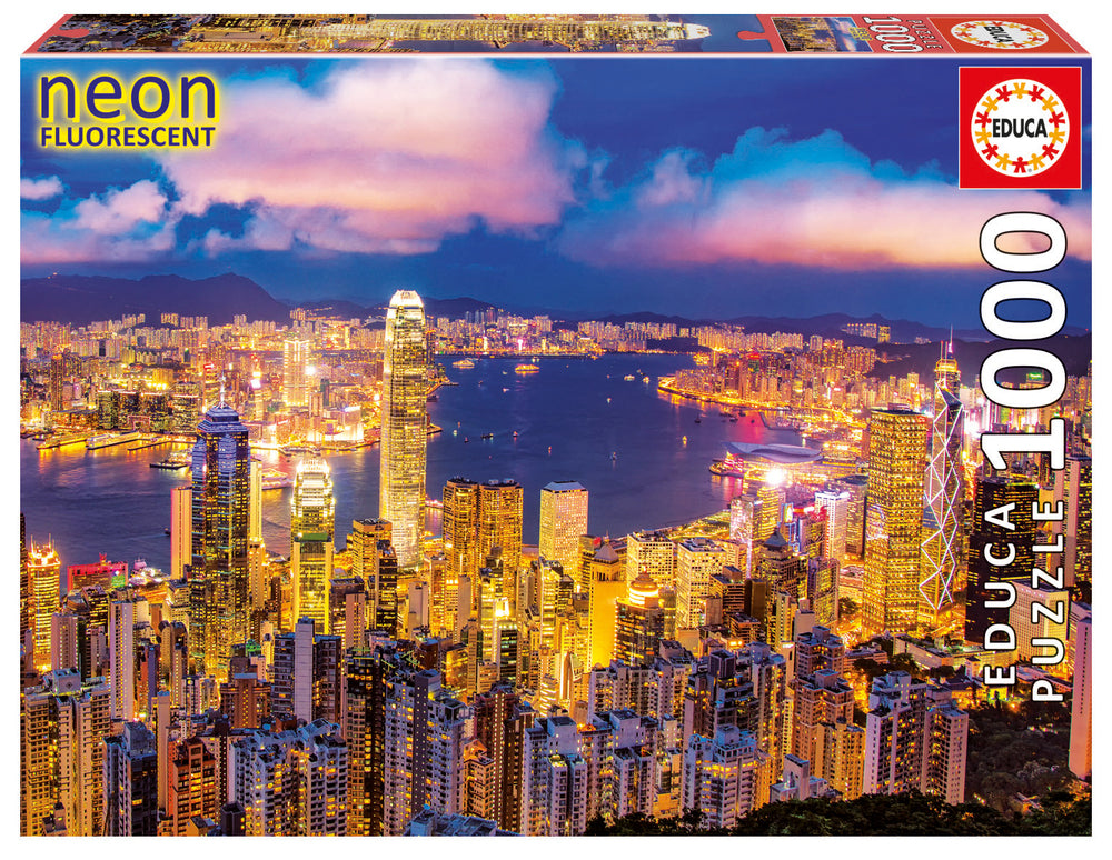 Puslespil hong kong skyline neon 1000 brikker