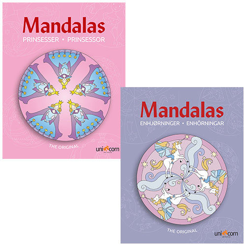 Mandalas malebøger - Prinsesser & Enhjørninger - 2 stk.