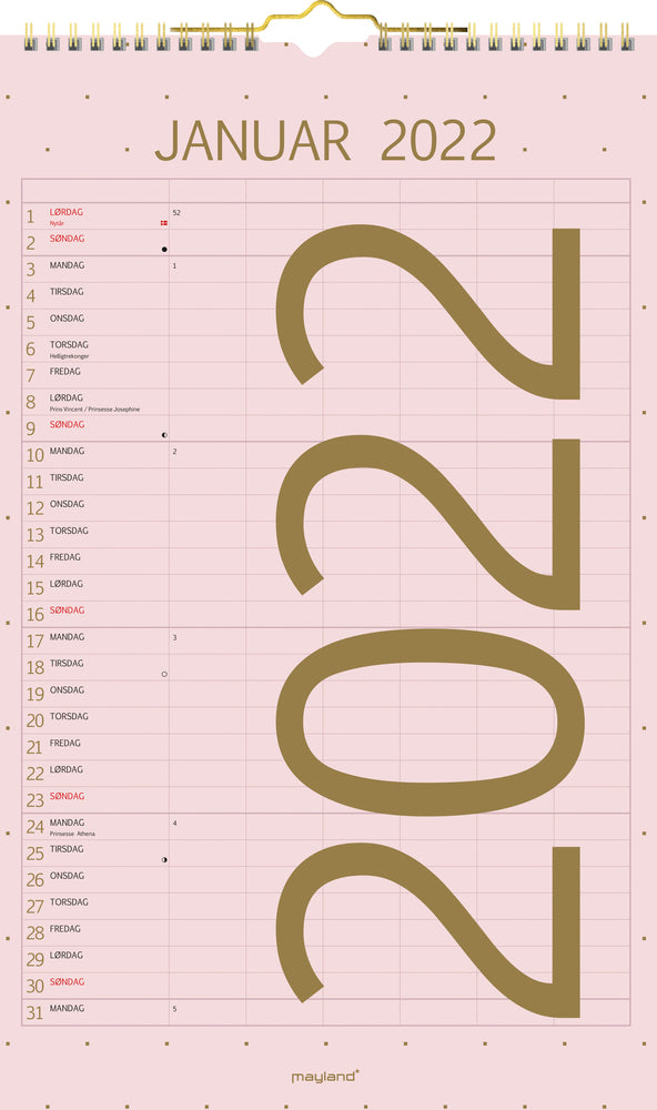Vægkalender color 2022 25 x 42 cm Mayland