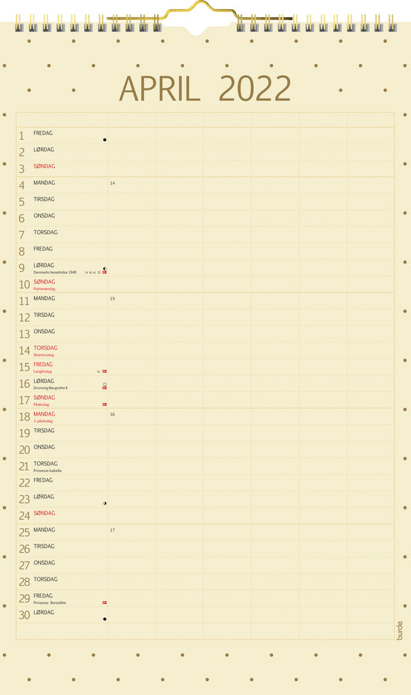 Vægkalender color 2022 25 x 42 cm Mayland