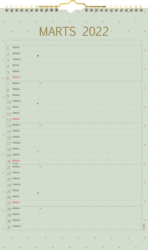 Vægkalender color 2022 25 x 42 cm Mayland