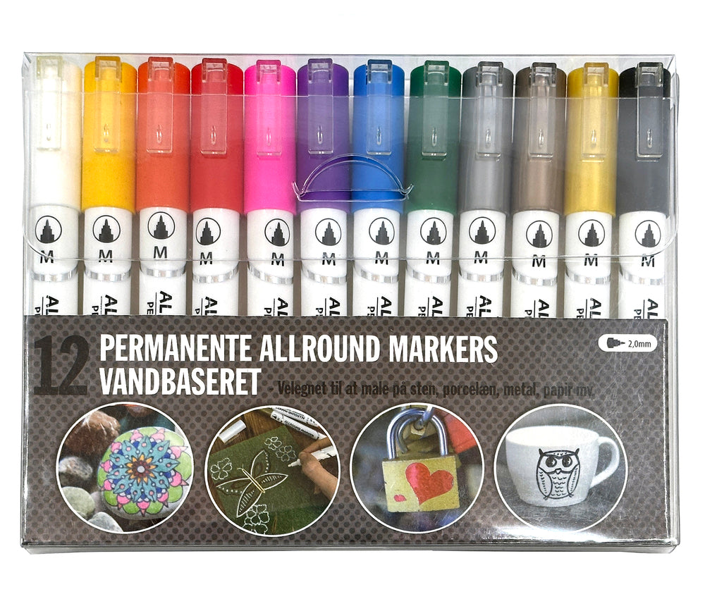 Allround permanente 12 stk. vandbaserede farver