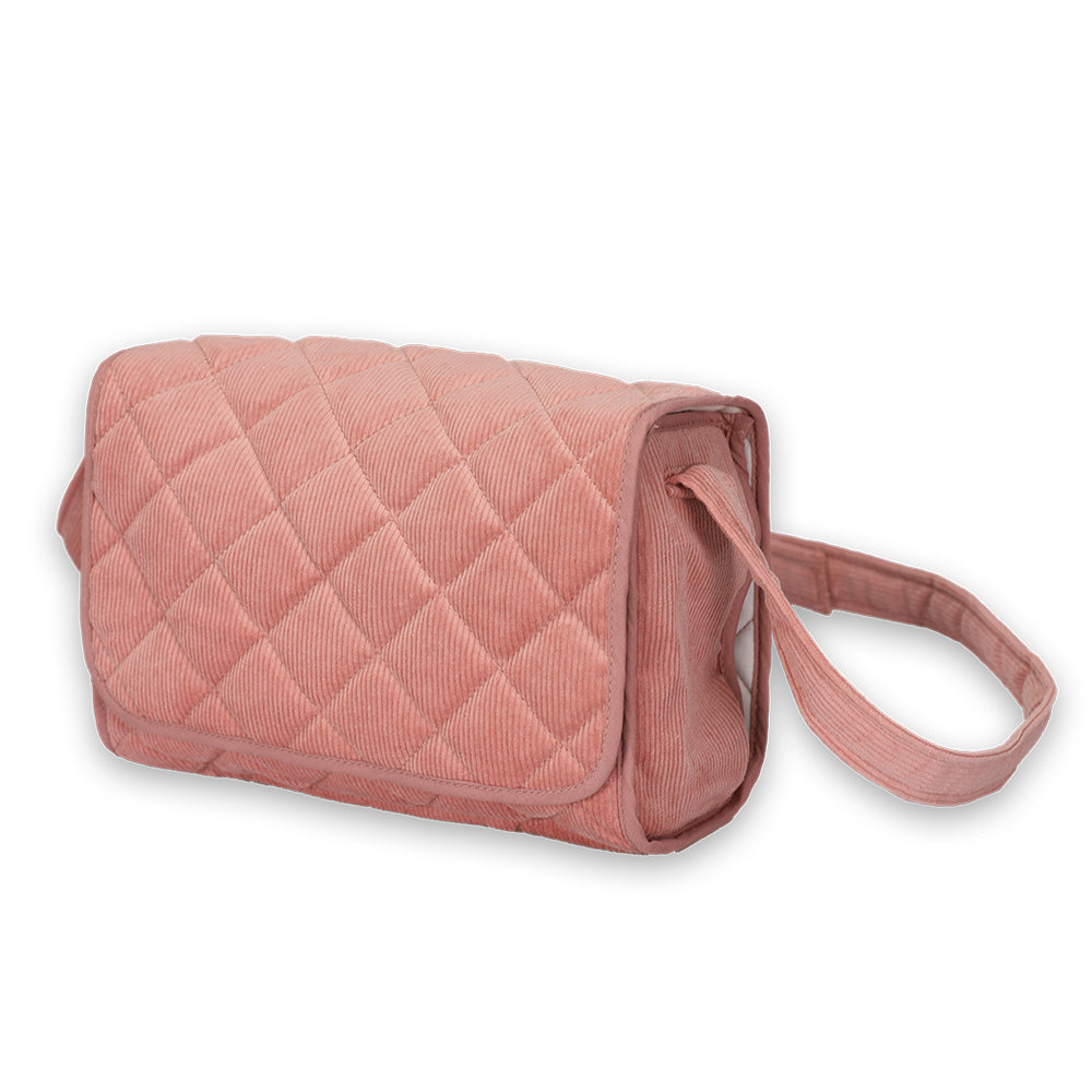 Pusletaske i fløjl, rosa