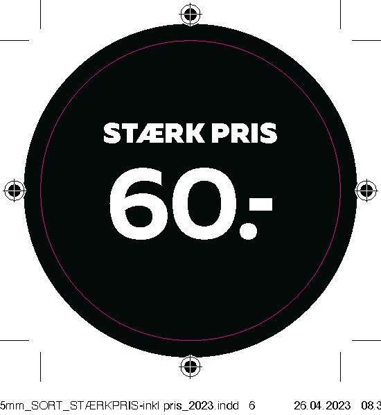 Bogetiket stærk pris 60,- sort ø55mm /100 stk