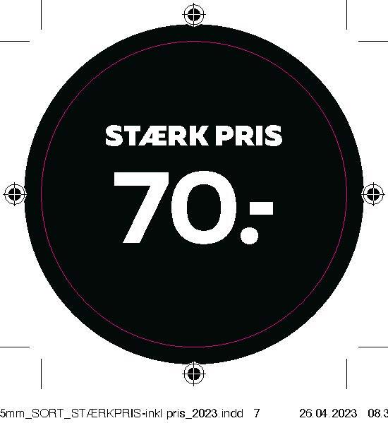Bogetiket stærk pris 70,- sort ø55mm /100 stk