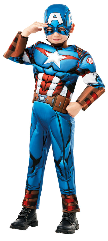 Captain America Deluxe udklædningsdragt og maske str. 3-4 år