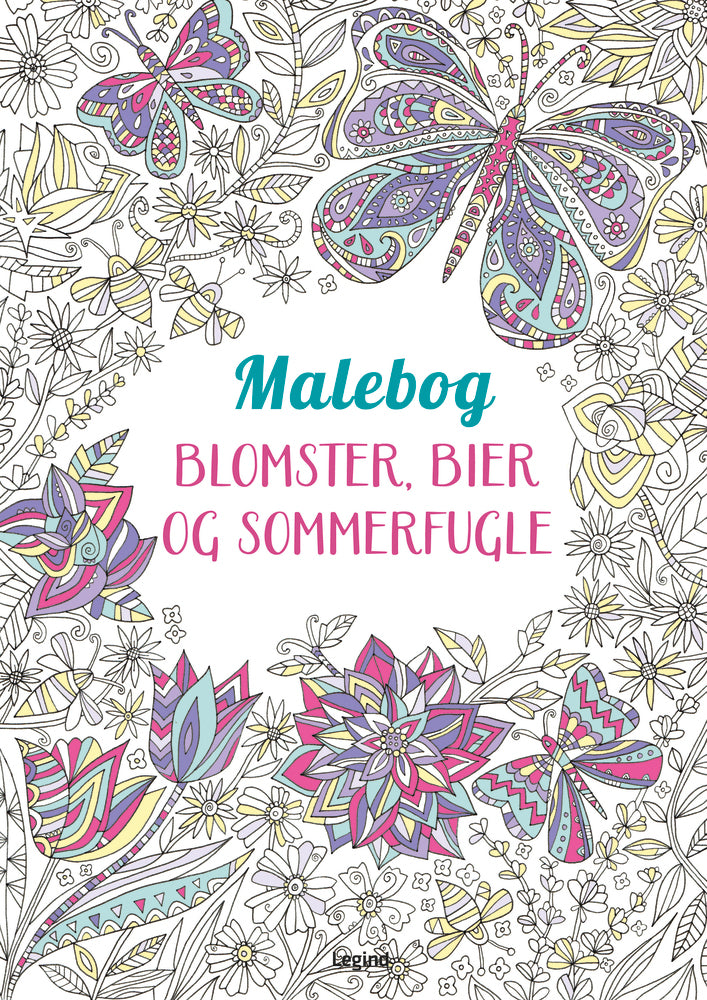 Malebog: Blomster, bier og sommerfugle