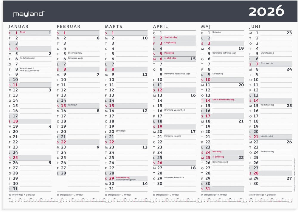 Kontorkalender 2026 moderne a3