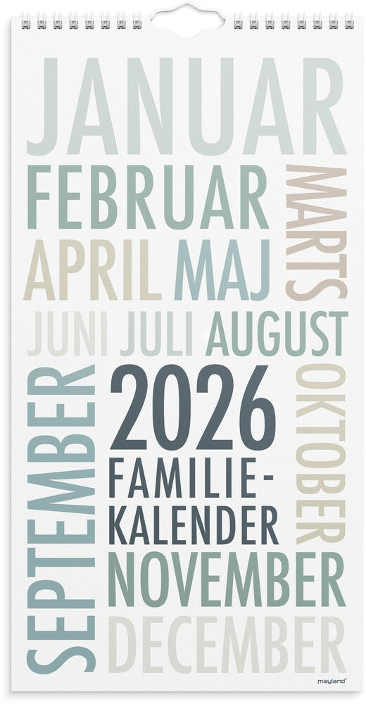 Familiekalender 2026 trendart 6 personer