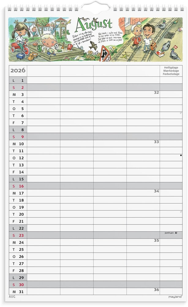 Familiekalender 2026 otto dickmeiss a3 4 personer