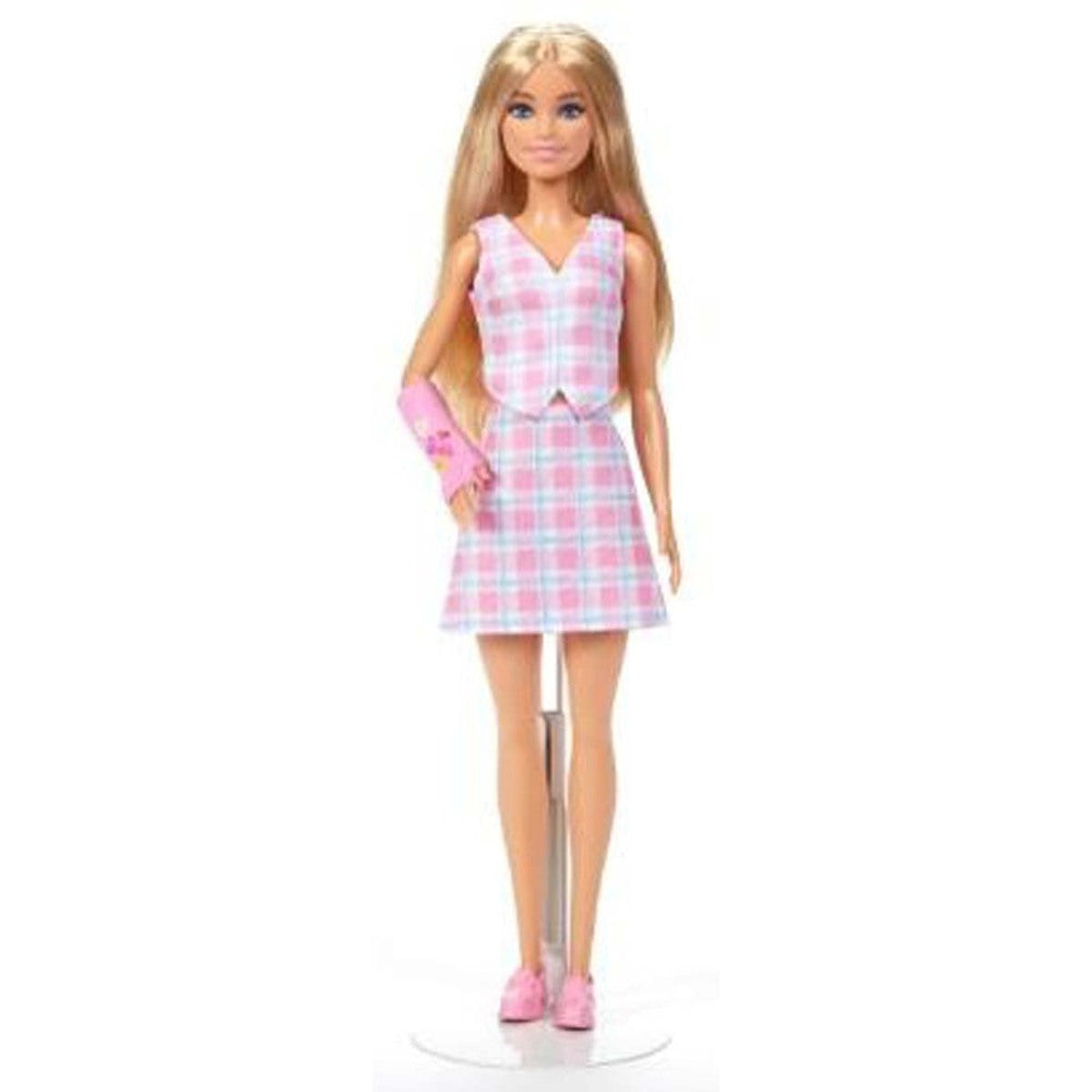 Barbie Mode dukke lyserød ternet blond med gips
