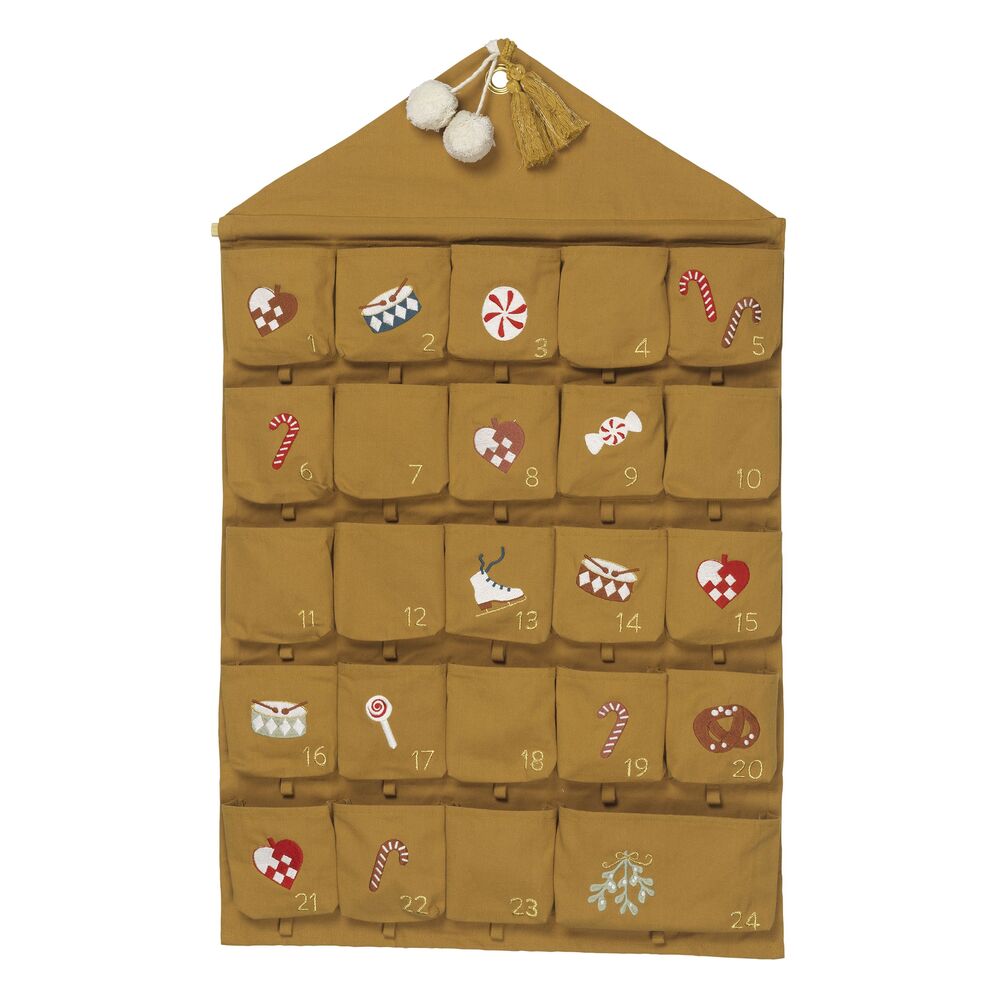 Wall Calendar - Nostalgia embroidery - Ochre