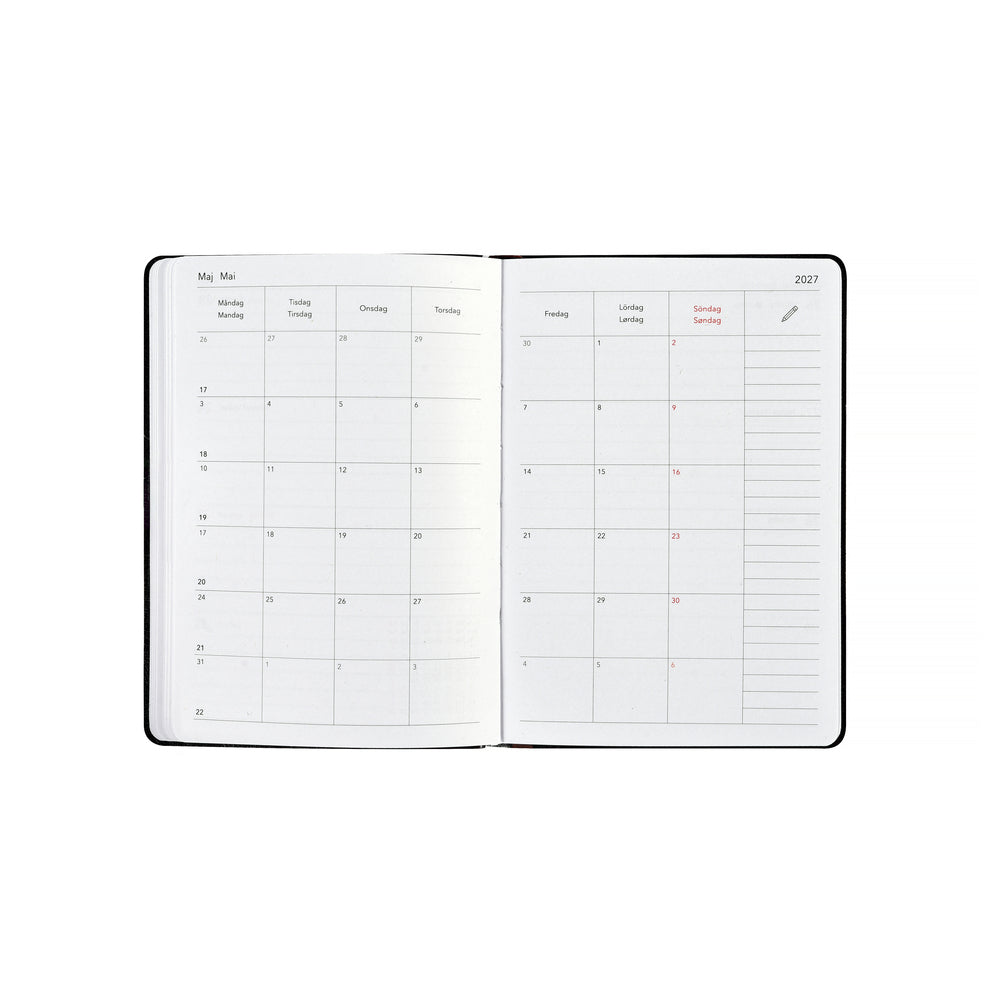 Kalender Wera Björn 2027 Kastanjebrun A6 uge horisontal