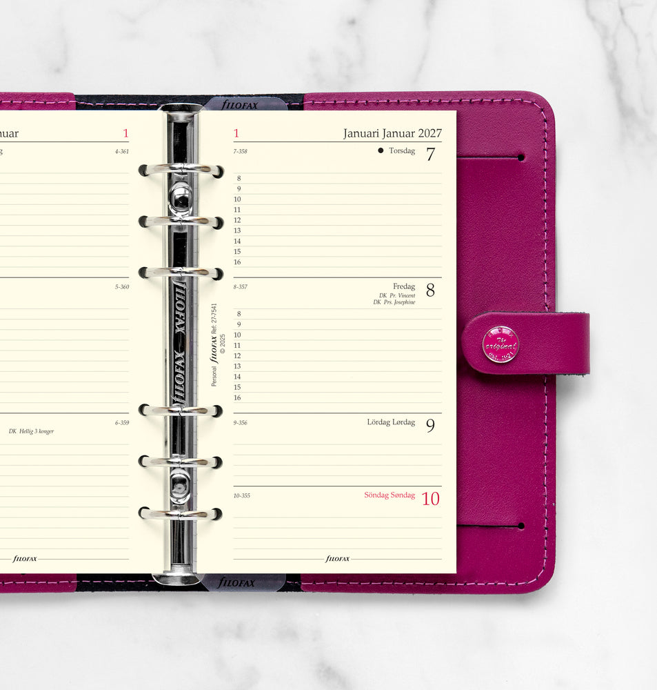 Refill Årssæt Filofax Personal 2027 Uge/Opslag