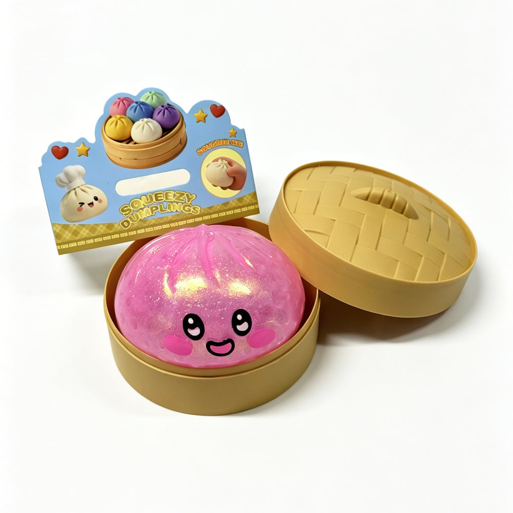 Squishy dumpling glimmer pink/blå/lilla ass