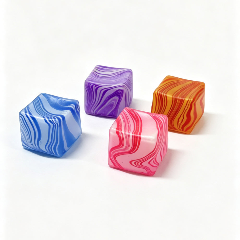 Squishy terning marmoreret pink/lilla/blå/gul ss