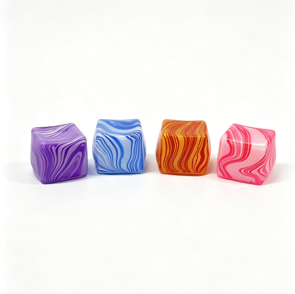Squishy terning marmoreret pink/lilla/blå/gul ss