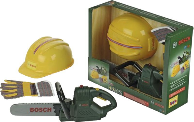 BOSCH MOTORSAV MED HJELM OG HANDSKER