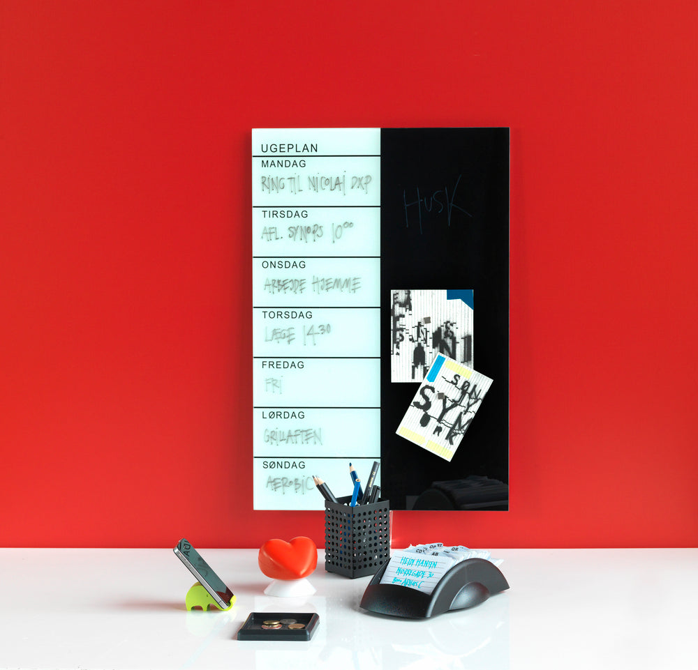 Magnetisk ugeplan i glas