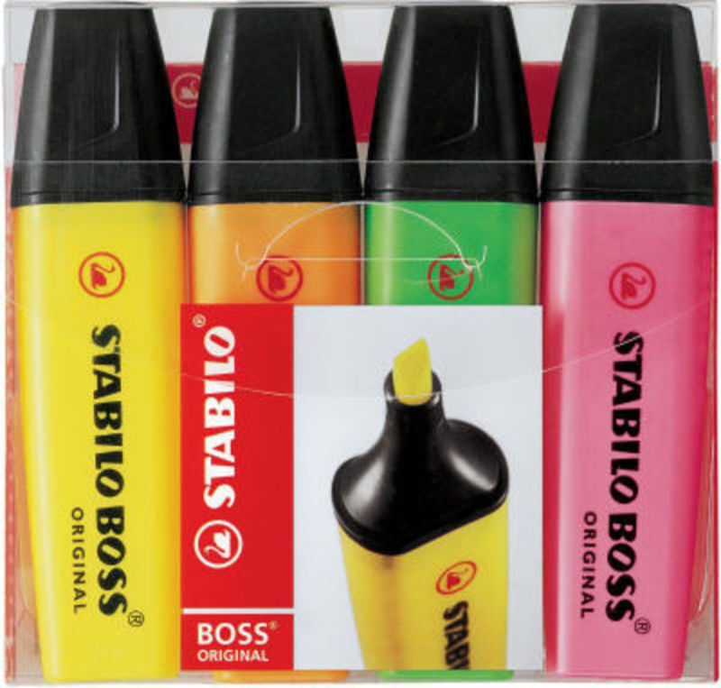 Stabilo boss etui 70/4  4 stk ass