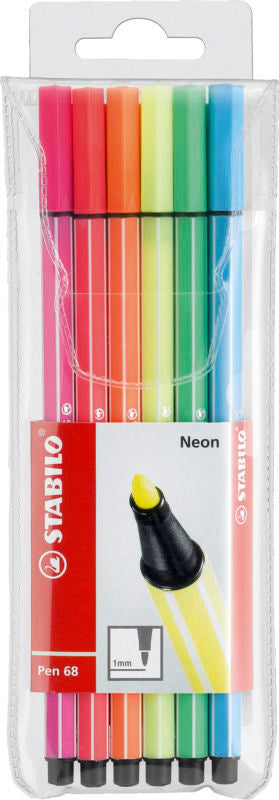 TUSSER STABILO 68 NEON 1MM 6 STK
