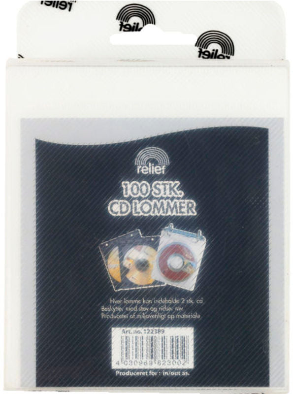 Cd lommer Relief i æske hvid 100 stk