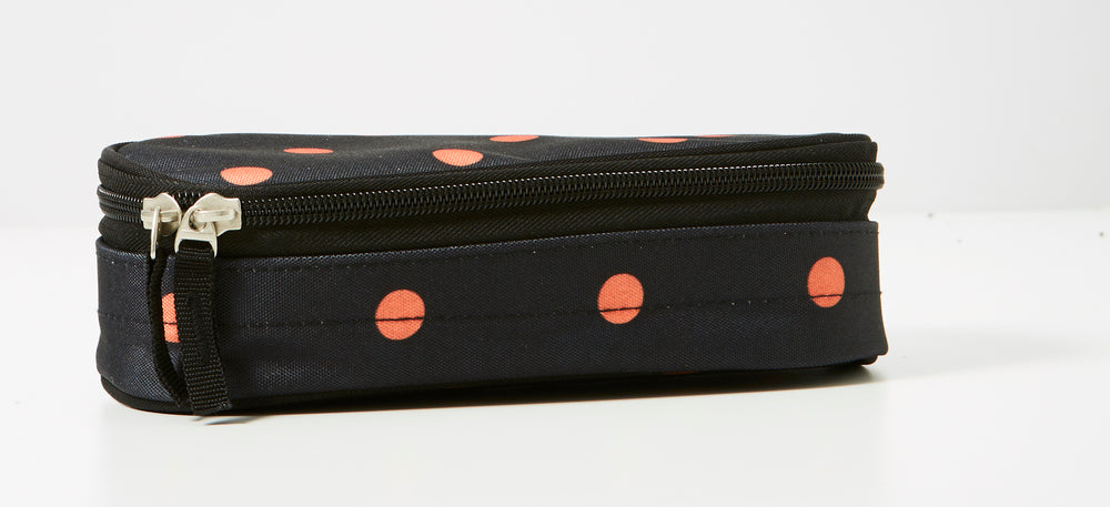 Penal jeva box orange prikker u/indhold
