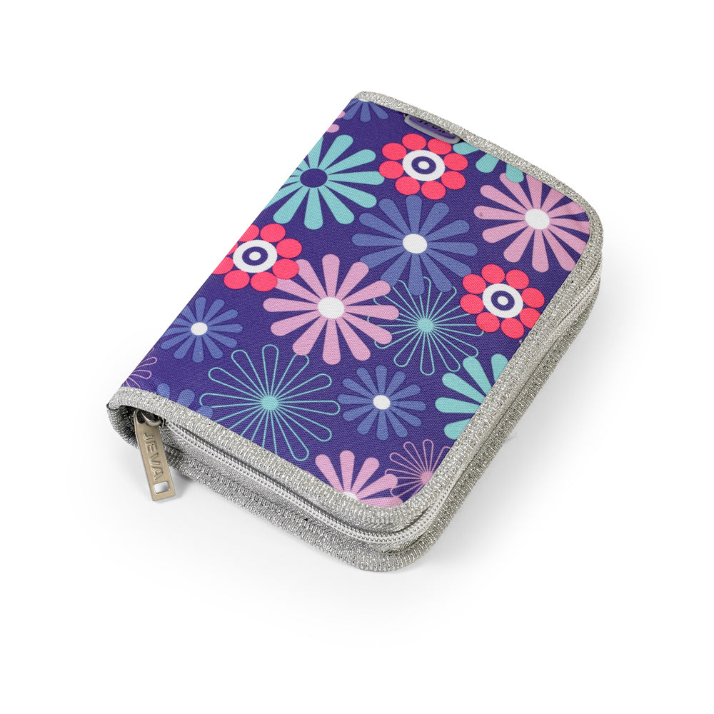 Penalhus jeva onezip violet/blomst