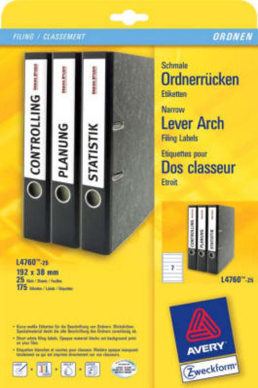Label lever arch 192x38mm