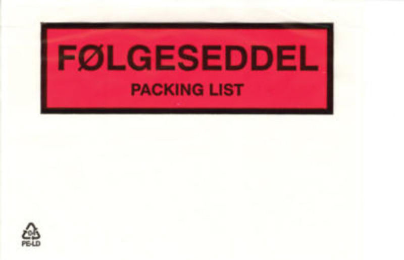 FØLGESEDDEL/PAKKELISTE C9 /1000 STK
