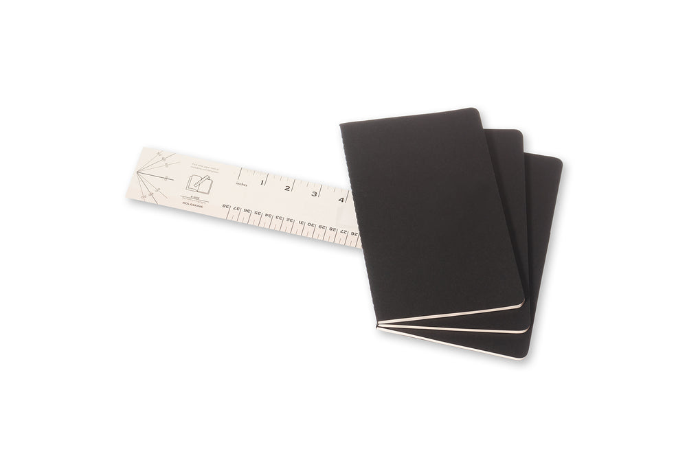 Notesbog Moleskine l cahiers sort 3 stk m/80 blanke ark