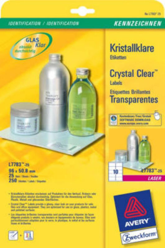 Crystal clear labels 96x50,8mm