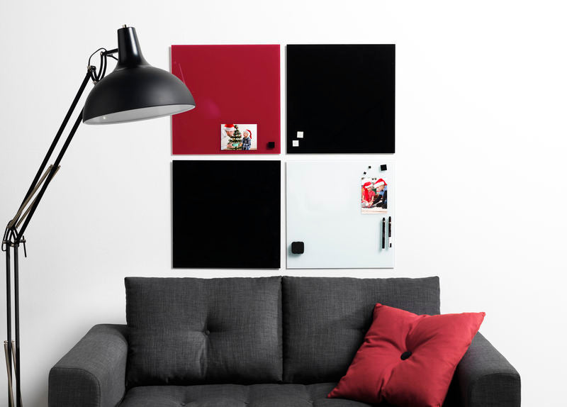 Glastavle magnetisk rød 45x45 cm