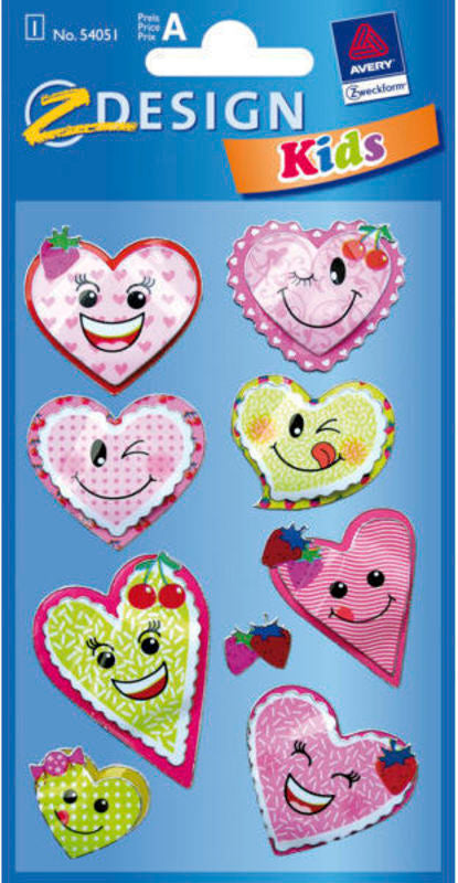 3D STICKERS SMILENDE HJERTER 1 ARK