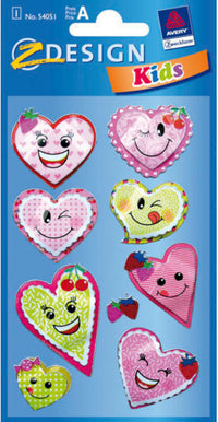 3D STICKERS SMILENDE HJERTER 1 ARK