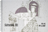 Tegne/skitse spiralblok A3 60 ark
