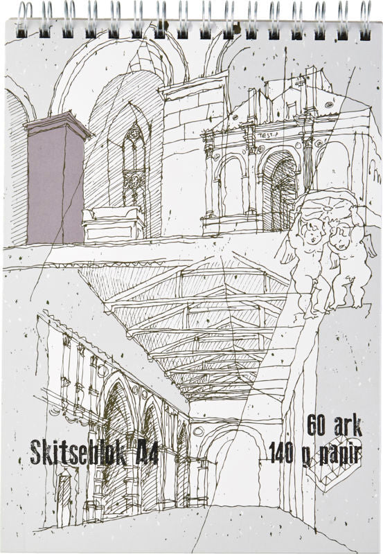 Tegne/skitse spiralblok A4 60 ark