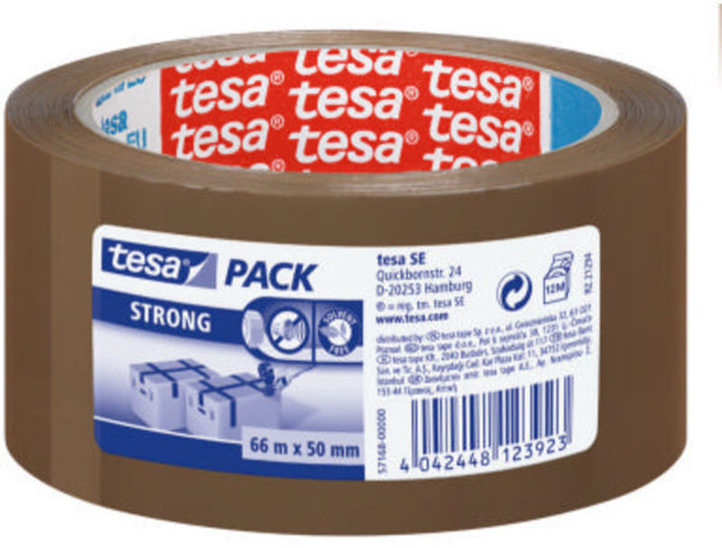 Pakketape tesa pp 66x50mm brun