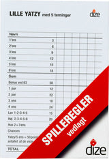 Yatzy blok til 5 terninger