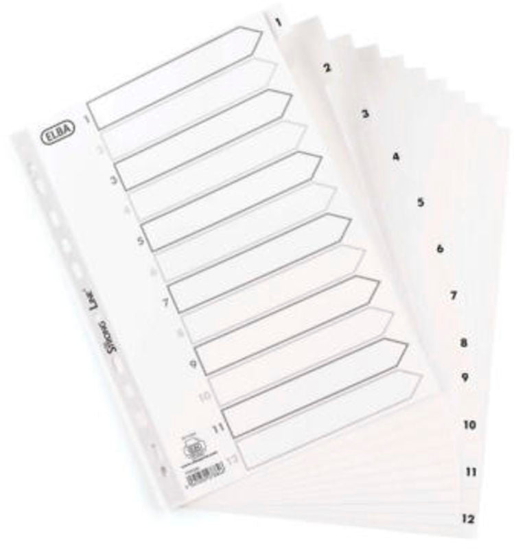 REGISTER ELBA STRONGLINE PP A4 HVID 1-12