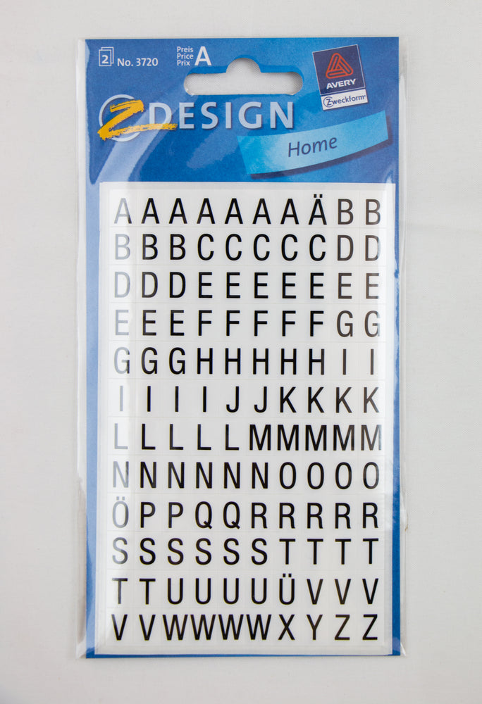 Stickers alfabetet 26pt/6,5mm 2 ark