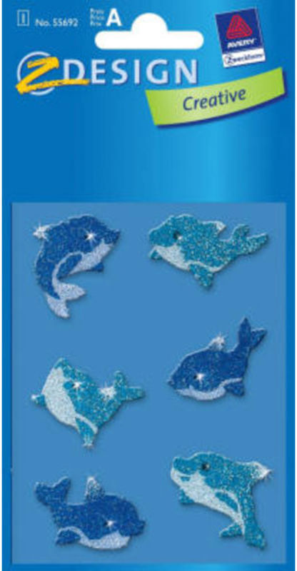 STICKERS DELFINER I GLITTER 1 ARK