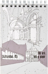 Tegne/skitse spiralblok A5 60 ark