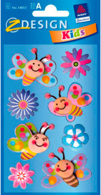 STICKERS 3D SMILENDE SOMMERFUGLE