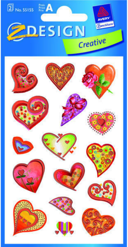 STICKERS CRE PAPIR HJERTEMOTIVER 2ARK