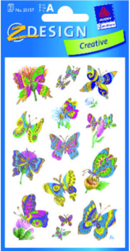 STICKERS CRE PAPIR SOMMERFUGLE 2 ARK