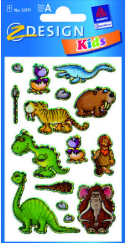 STICKERS FORTIDSDYR DINO MAMMUT MM